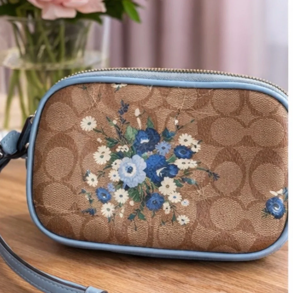 Coach Brown and Blue Floral Crossbody Bag - Picture 3 of 7